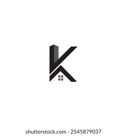 A modern and creative logo design featuring the letter "K" with a building and house