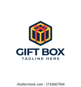 Modern Creative Logo Design, Gift Box Icon Color or Gift Party Vector Template