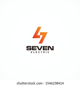 Modern and creative logo design lighting bolt, number 7 and letter S with clear background - EPS10 - Vector.