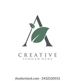 Modern Creative A Logo Leaf Design. Icon Initial Based Monogram and Letters in Luxury Vector.