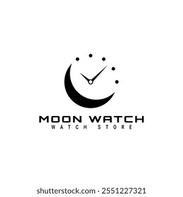 Conceptos modernos y creativos del diseño de la luna y del reloj del logotipo para su identidad de la marca