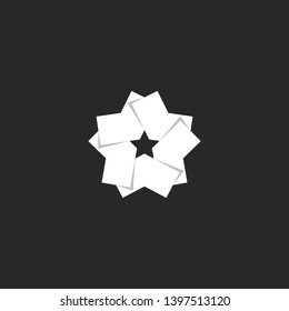 Modern creative logo star shape of overlapping paper signs in the form of arrows
