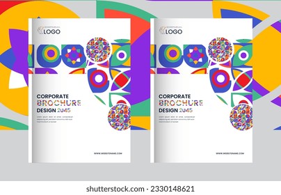 Modern and Creative look-book and brochure cover design with geometric shapes with multi colors