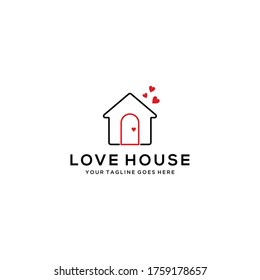 Modern Creative love house Concept Logo Design Template