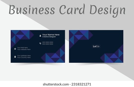 Modern, creative and luxurious business card design by using pattern. Blue and black color theme. Vector illustration ready print template.