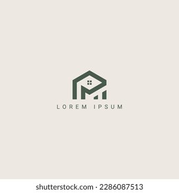 Modern creative M Letter Real Estate House Logo Design Concept.