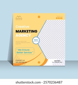 Modern and creative marketing social media post design templates. Online advertising social media post layout,