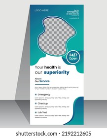 Modern creative medical healthcare rollup banner design, roll up banner template