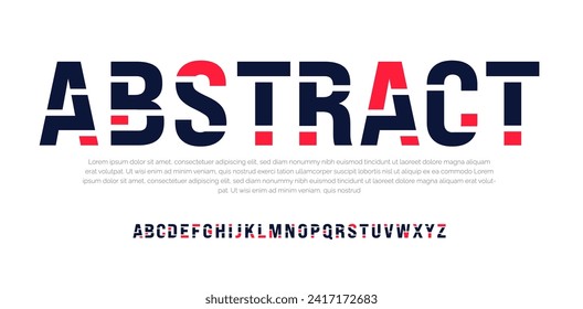 Moderne, minimale abstrakte, digitale rote Farbalphabet Schriftart Design Vorlage Set. Minimale urbane Sportmode futuristische geometrische Technologie Trendy Stil oder Kind Logo Typografie.