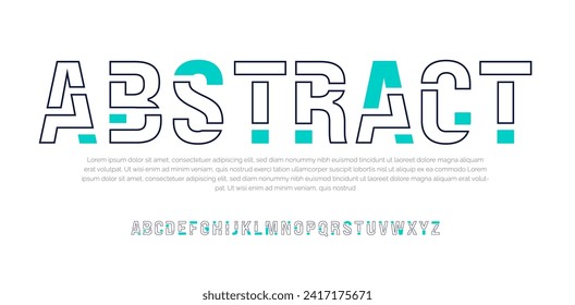 Modern creative minimal abstract digital line alphabet font design template set. Minimal urban sport fashion futuristic geometric technology Trendy style or kids logo typography. vector.