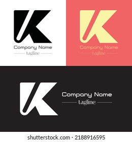 Modern creative minimal alphabet letter logo design, Vector illustration of alphabet letter, VK or KV logo, initial K and V combination