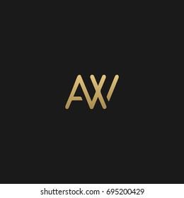 Modern creative minimal connected geometric fashion brands black and gold color AW WA A W initial based letter icon logo.