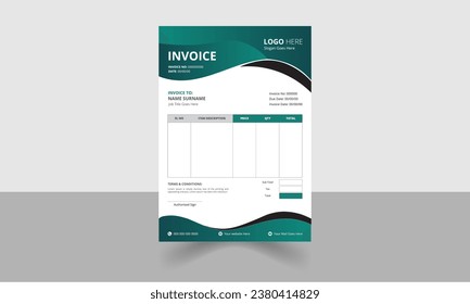 Modernes, kreatives und minimales Corporate Business Invoice-Template. Rechnung zur Vektorgrafik. 