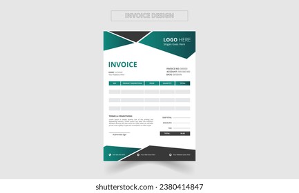 Modern, Creative and Minimal Corporate Business Invoice template  design. vector illustration bill form invoice. 