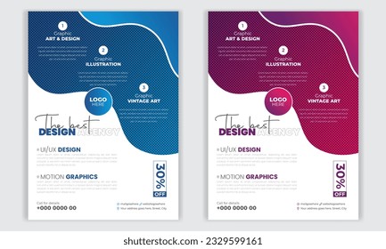Modern creative minimal flyer design template with color variations