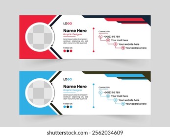 Modern Creative and minimalist business email signature template or email footer and personal social media cover for all business with white background