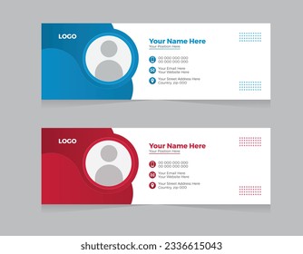 Modern creative minimalist Email signature design for personal or company. 600*200 pixels vector illustration. 2 colors variation unique email set. professional email signature design layout idea