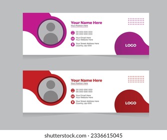 Modern creative minimalist Email signature design for personal or company. 600*200 pixels vector illustration. 2 colors variation unique email set. professional email signature design layout idea