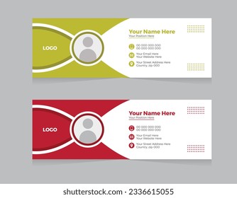 Modern creative minimalist Email signature design for personal or company. 600*200 pixels vector illustration. 2 colors variation unique email set. professional email signature design layout idea