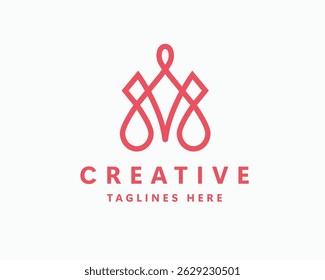 modern creative minimalist Letter AM, MA outline symbol vector illustration