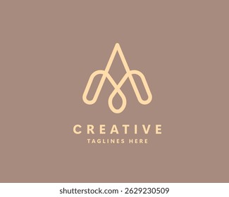 modern creative minimalist Letter AM, MA outline symbol vector illustration