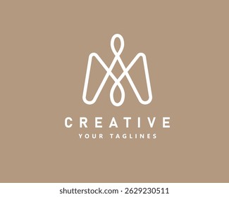 modern creative minimalist Letter AM, MA outline symbol vector illustration