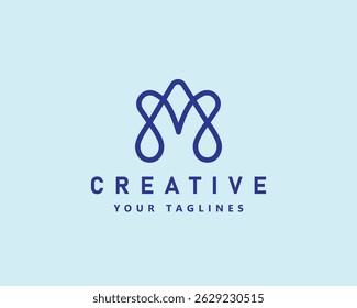 modern creative minimalist Letter AM, MA outline symbol vector illustration
