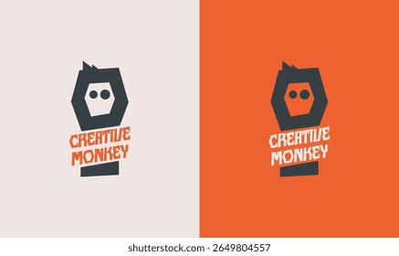 Modern creative monkey logo with bold typography and minimalist design, perfect for branding, startups, design agencies, or tech companies.