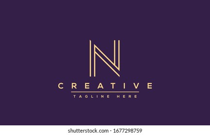 Diseño y plantilla creativos y modernos logotipos N. Icono NN monograma basado inicial y letras en vector.