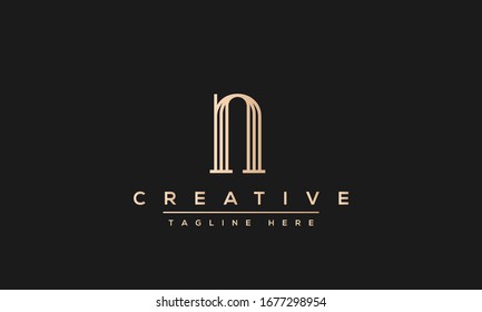 Diseño y plantilla creativos y modernos logotipos N. Icono NN monograma basado inicial y letras en vector.