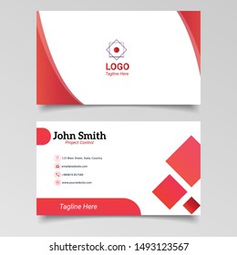 Modern creative name card. red color horizontal simple clean template vector design. Vector illustration EPS 10