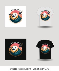 modern creative nature artwork illustration mountain view adventure lover t shirt design template fully editable print ready vector