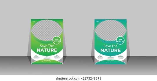 Modern Creative Nature Flyer Design Template. A4 size to make awareness about nature for Social and Environmental Agencies. 