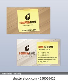 Modern creative notepage and wood background business card template, Vector
