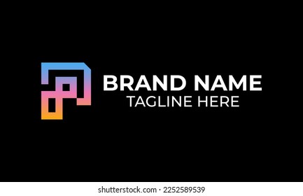 Modern creative p letter logo design identity vector shape using grid line idea with infinity concept