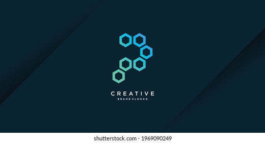 Modern creative P logo template with unique style, technology, computer, data, part 2