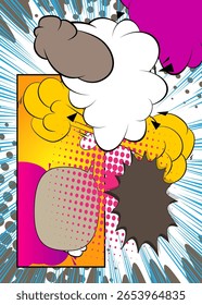 Modern creative pop art vibrant comic book style background. Cartoon effects explosion design.