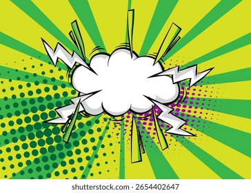 Modern creative pop art vibrant comic book style background. Cartoon effects explosion design.