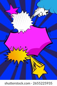 Modern creative pop art vibrant comic book style background. Cartoon effects explosion design.