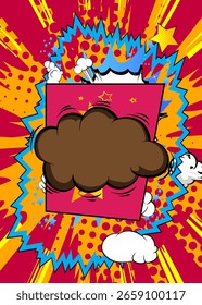 Moderno criativo pop art vibrante história em quadrinhos estilo fundo. Design de explosão de efeitos de desenhos animados.