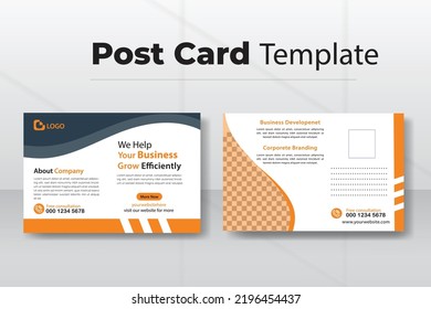 Modern and creative postcard design template with white b Corporate and minimal and background postcard for real estate with orange and grey color