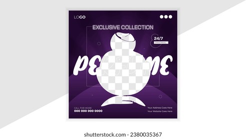 Modern and creative Premium quality Perfume and cosmetics beauty products fashion social media facebook and instagram square post banner design
