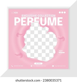 Modern and creative Premium quality Perfume and cosmetics beauty products fashion social media facebook and instagram square post banner design
