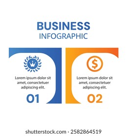 Modern creative presentation infographic 2 step with icons business concept template design