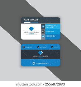 Modern and creative professional business card template design. Black and blue business card vector template design.