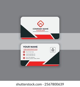 Modern creative professional business card template design. Red and black shape vector template.