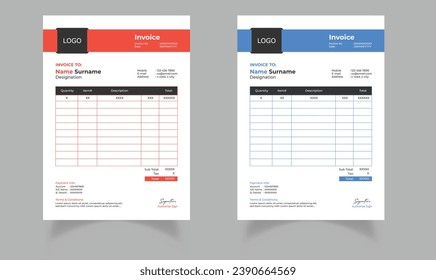 Modern and creative professional business invoice template set | Blue and Orange colors