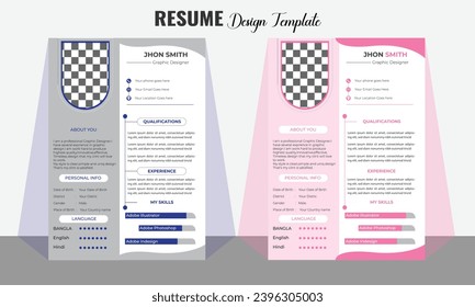 Modern and creative Professional Resume Template Vector Design template
