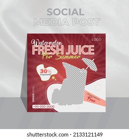 Modern Creative Professional Summer Fresh Food Social Media Post Template.