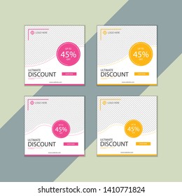 Modern creative promotion square web banner for social media, mobile apps